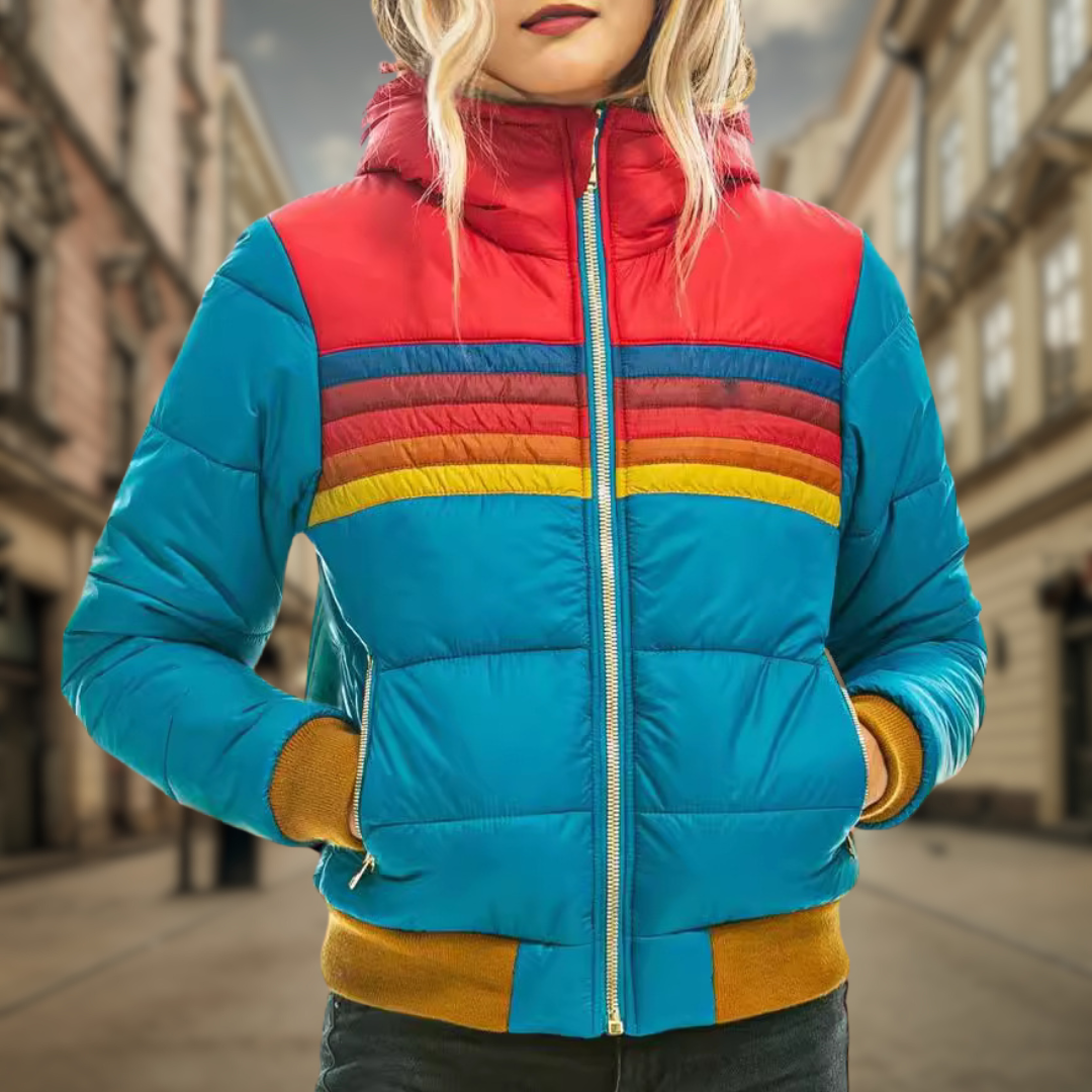 MILA™ | Retro Colour Block Puffer Jacket