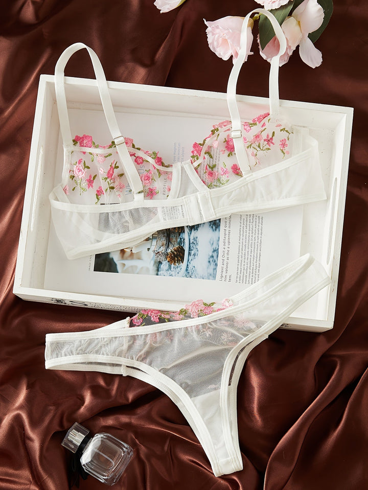 SERALITH™ | Elegant Sakura Embroidered Lingerie Set
