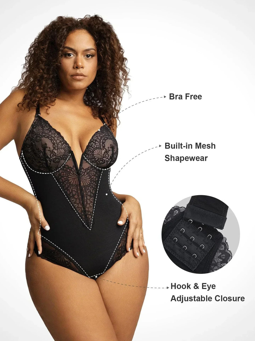 SARAH™ | Shapewear Bodysuit with Deep V-Neckline