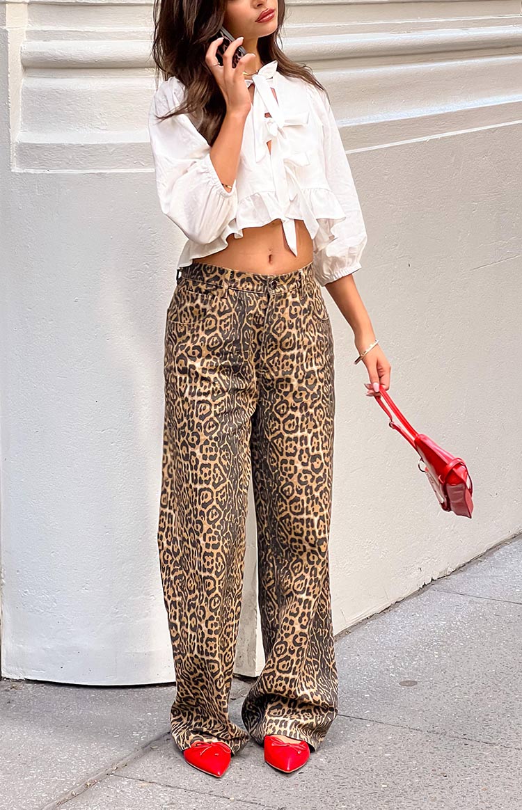 SERENA™ | Leopard Print Straight Fit Jeans