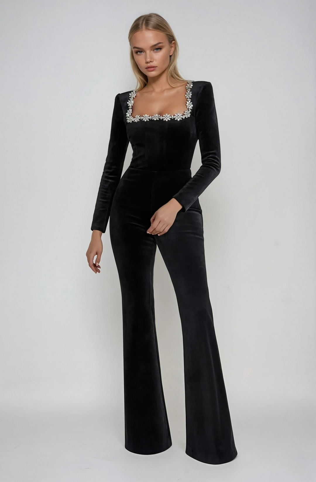 KEYLANI™ | Neck-Detail Solid Jumpsuit