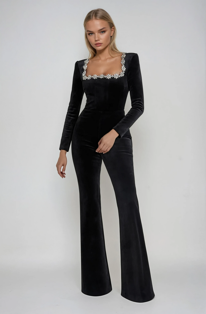 KEYLANI™ | Neck-Detail Solid Jumpsuit