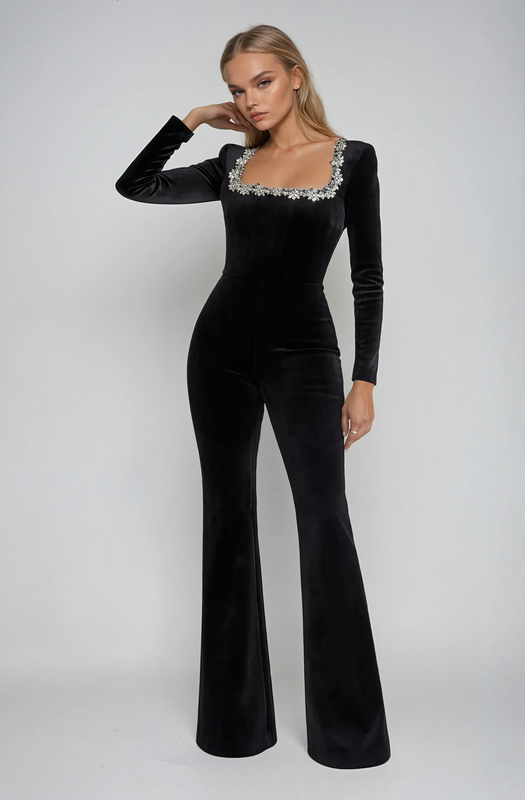 KEYLANI™ | Neck-Detail Solid Jumpsuit