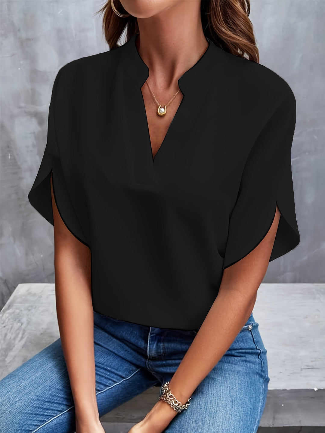 MELIA™ | Classic V-Neck Blouse