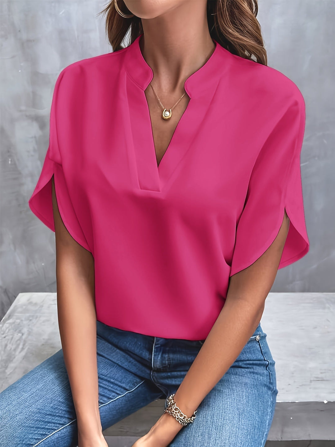 MELIA™ | Classic V-Neck Blouse