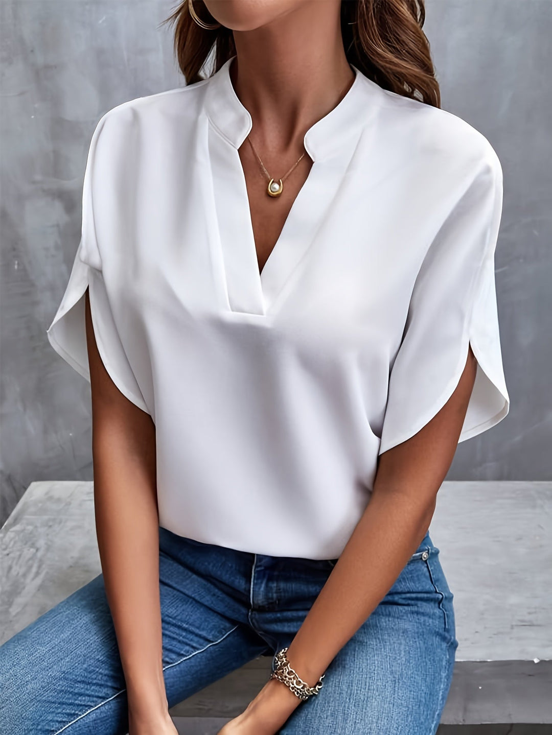 MELIA™ | Classic V-Neck Blouse