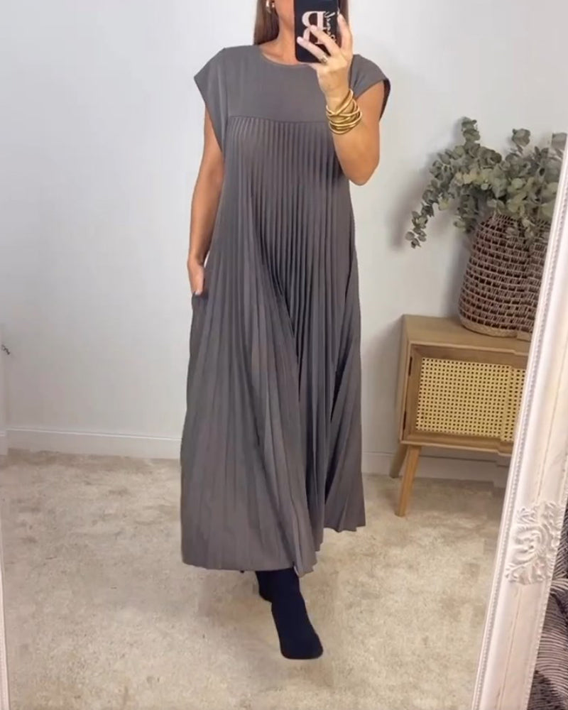 NATALIA™ | Sleeveless Pleated Dress