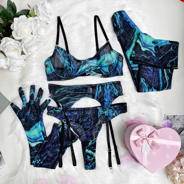 SERENINA™ | 5-Piece Tie Dye Lingerie Set