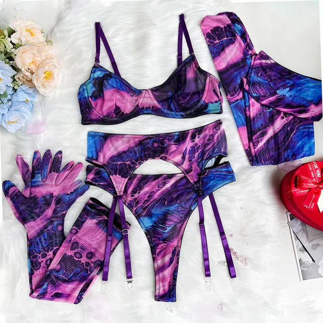 SERENINA™ | 5-Piece Tie Dye Lingerie Set