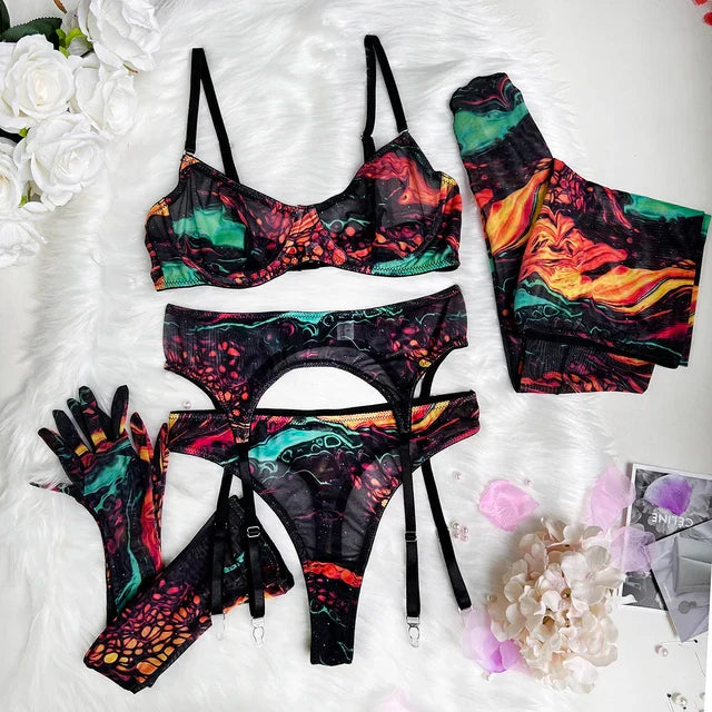 SERENINA™ | 5-Piece Tie Dye Lingerie Set