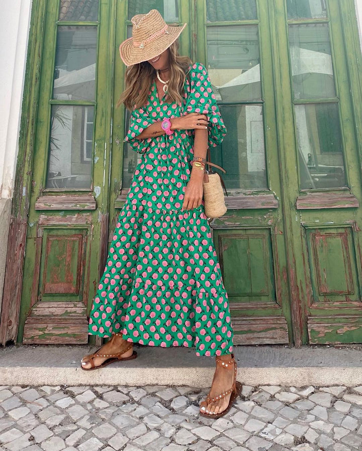 LIA™ | Boho Puff Sleeve Maxi Dress