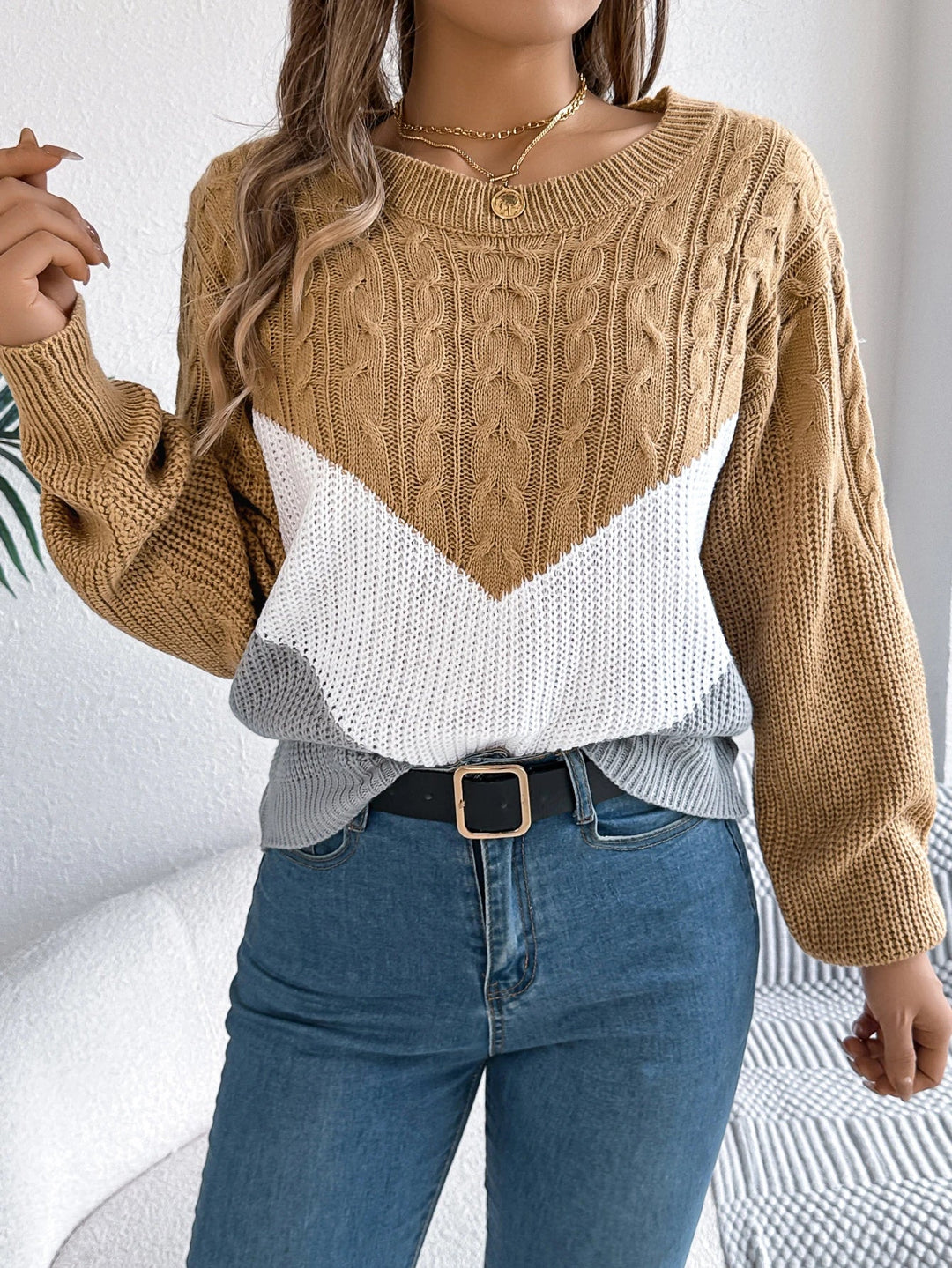 SKYLAR™ | Chevron Cable-Knit Sweater