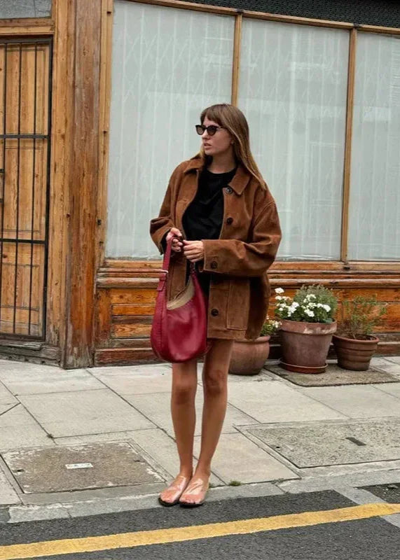 NICKY™ | Vintage Brown Suede Blazer