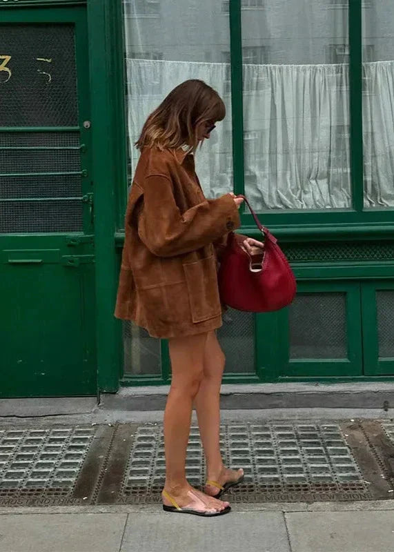 NICKY™ | Vintage Brown Suede Blazer