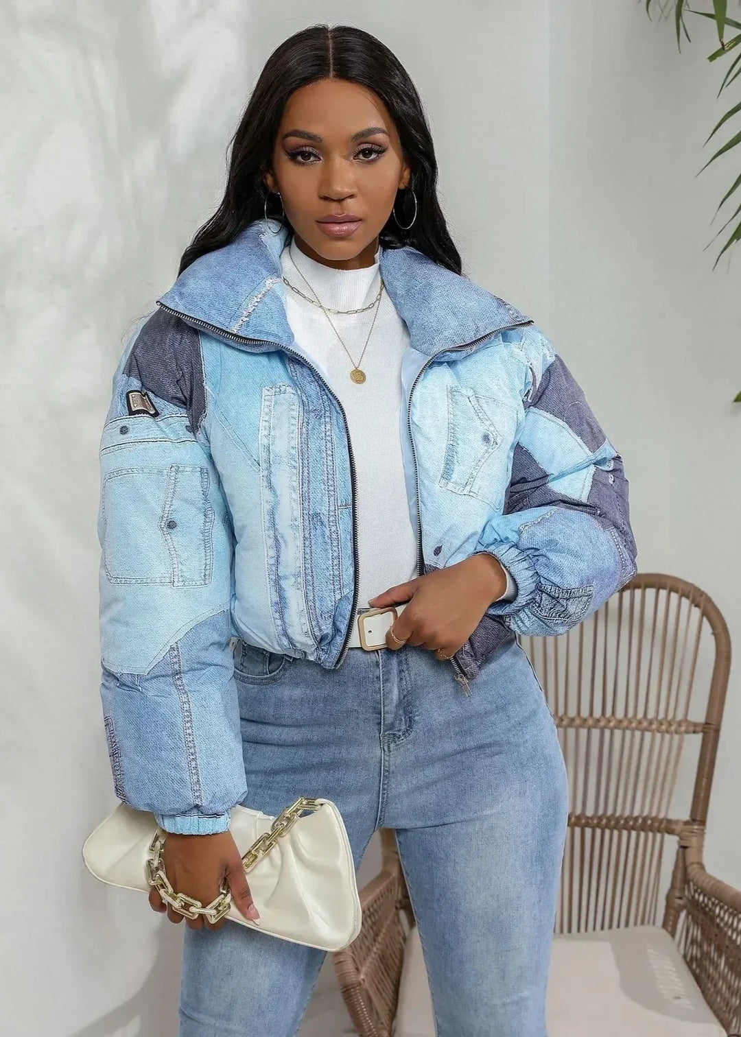 BRINA™ | Winter Patchwork Stand Collar Puffer Jacket