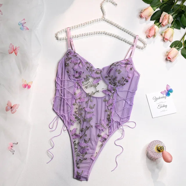 SERENE™ | Embroidered Butterfly Bodysuit