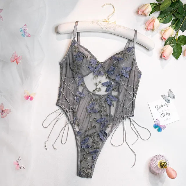 SERENE™ | Embroidered Butterfly Bodysuit