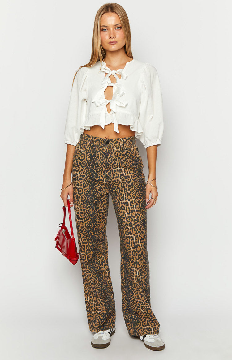 SERENA™ | Leopard Print Straight Fit Jeans