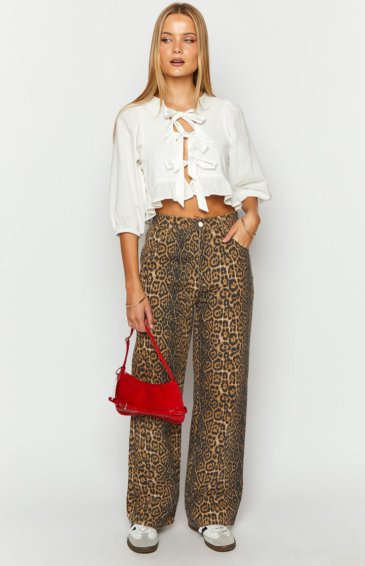 SERENA™ | Leopard Print Straight Fit Jeans