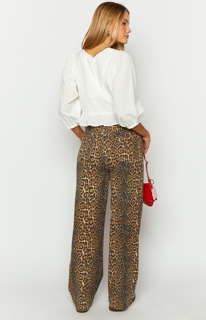 SERENA™ | Leopard Print Straight Fit Jeans