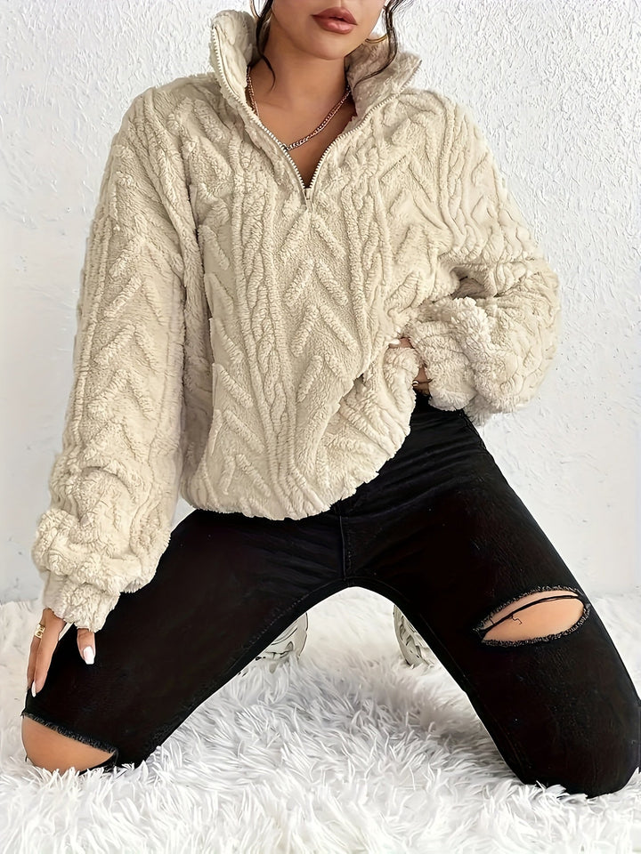 SERAPHINA™ | Luxe Cable-Knit Fleece Sweatshirt