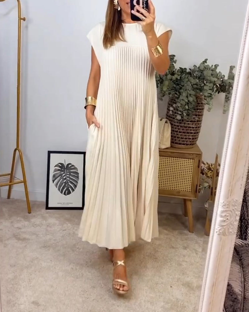 NATALIA™ | Sleeveless Pleated Dress