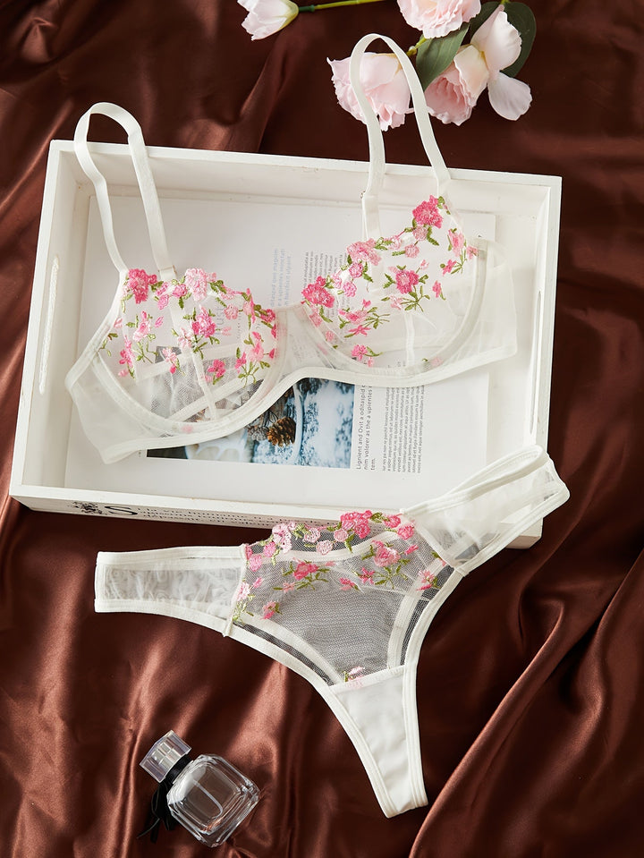 SERALITH™ | Elegant Sakura Embroidered Lingerie Set
