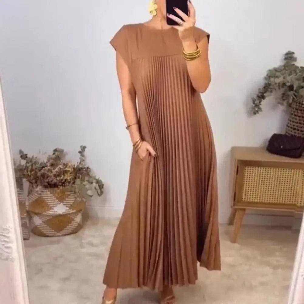 NATALIA™ | Sleeveless Pleated Dress