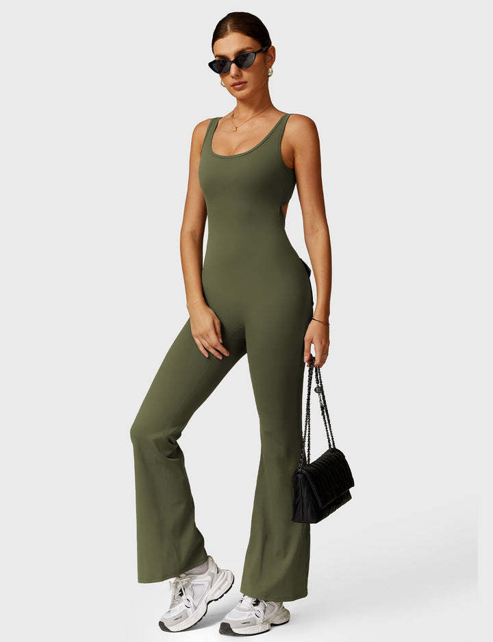 LULA™ | V-Waist Flared Jumpsuit with Pockets