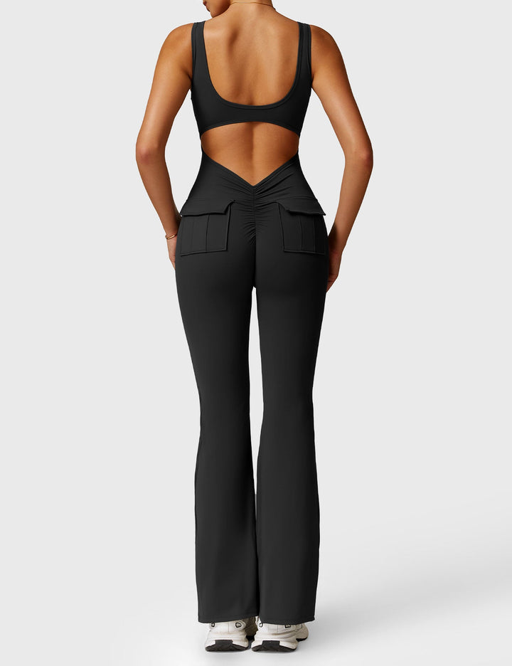 LULA™ | V-Waist Flared Jumpsuit with Pockets