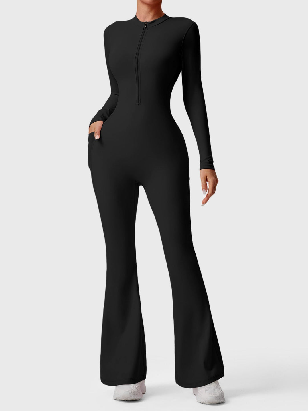 HELEN™ | Long Sleeve Zipper Flared Jumpsuit