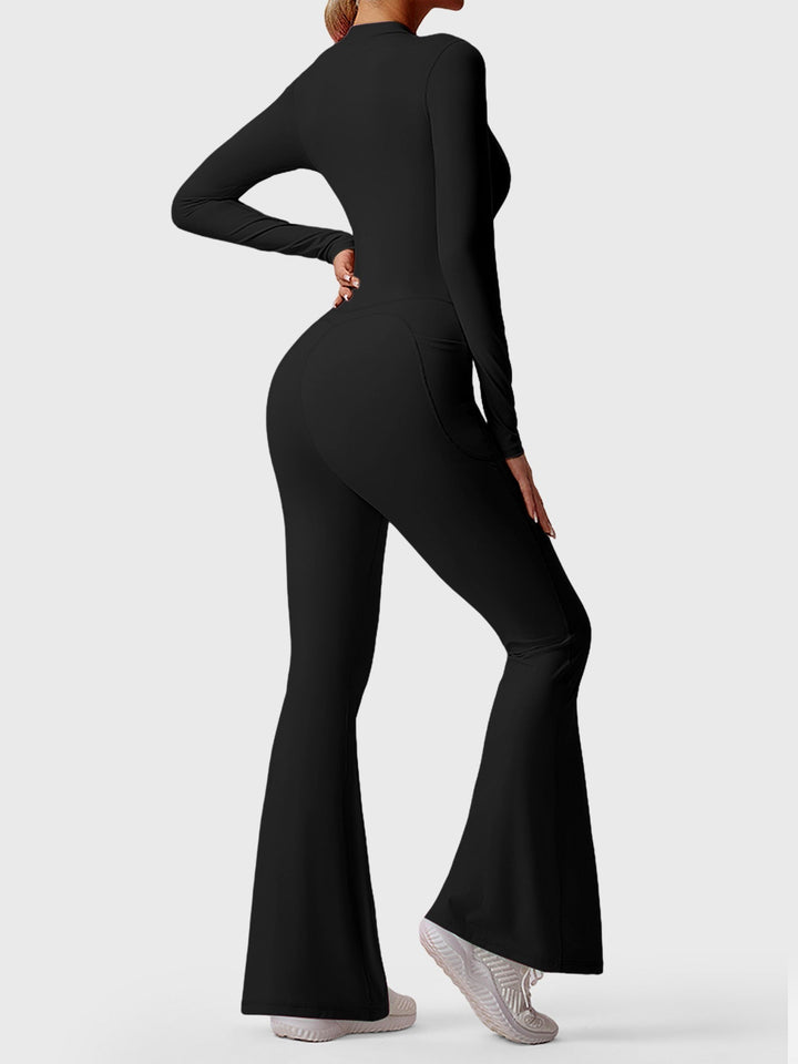 HELEN™ | Long Sleeve Zipper Flared Jumpsuit