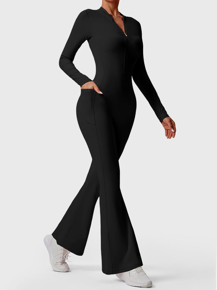 HELEN™ | Long Sleeve Zipper Flared Jumpsuit
