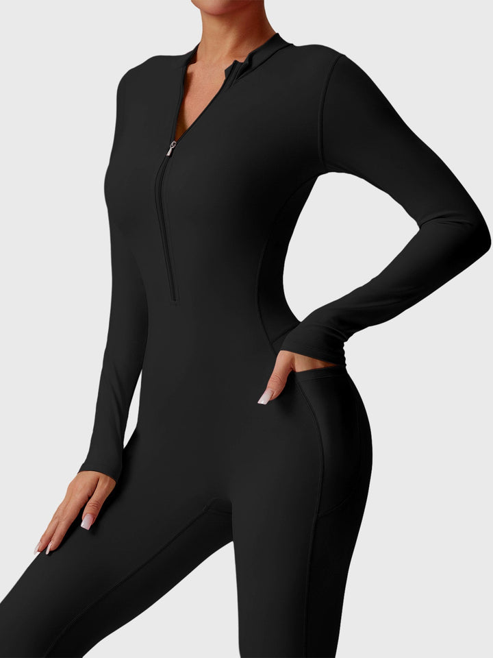 HELEN™ | Long Sleeve Zipper Flared Jumpsuit