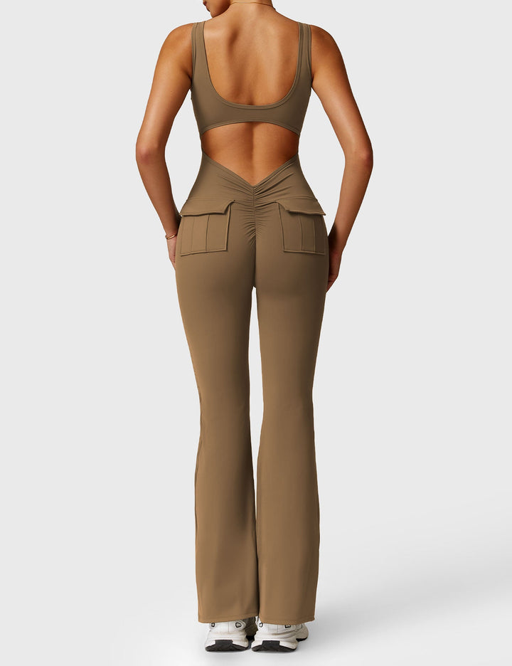 LULA™ | V-Waist Flared Jumpsuit with Pockets