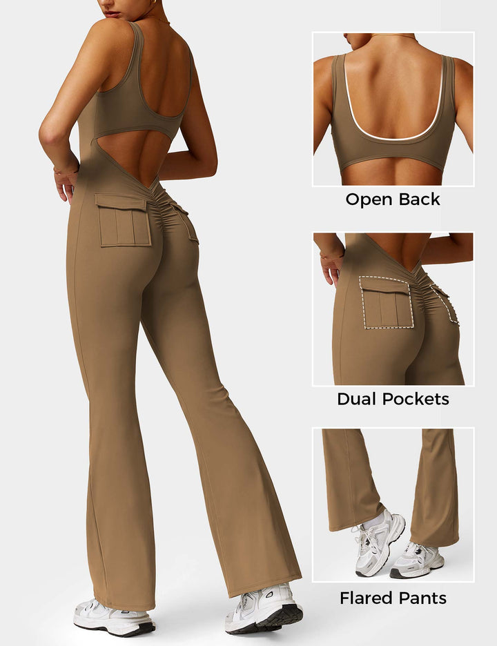 LULA™ | V-Waist Flared Jumpsuit with Pockets