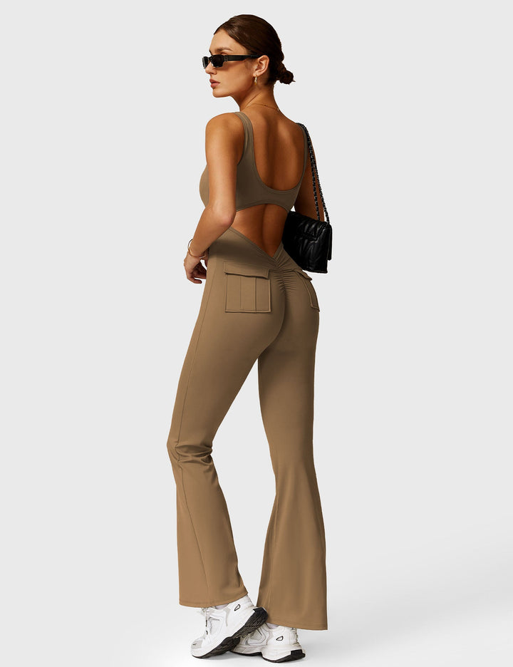 LULA™ | V-Waist Flared Jumpsuit with Pockets