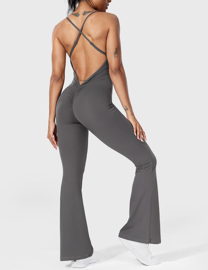 BRUNA™ | V-Back Cross Flared Jumpsuit