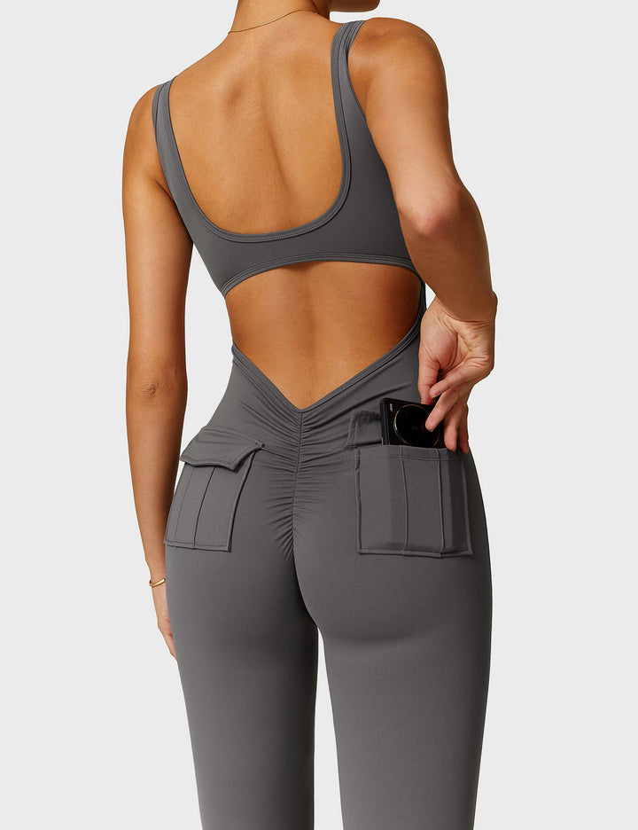 LULA™ | V-Waist Flared Jumpsuit with Pockets