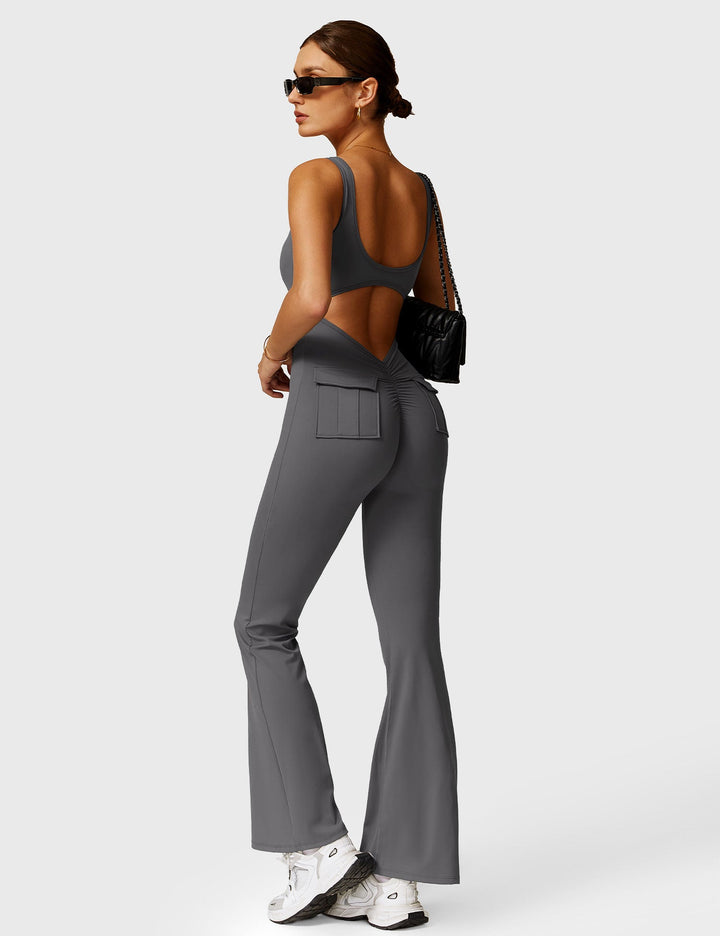LULA™ | V-Waist Flared Jumpsuit with Pockets