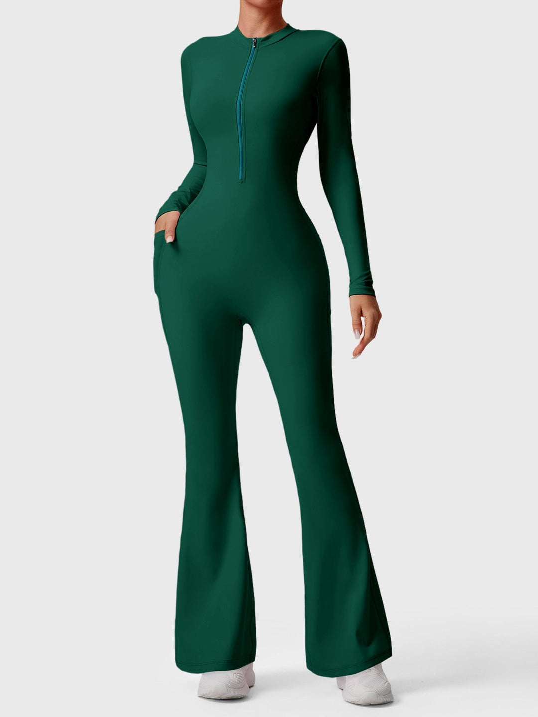 HELEN™ | Long Sleeve Zipper Flared Jumpsuit