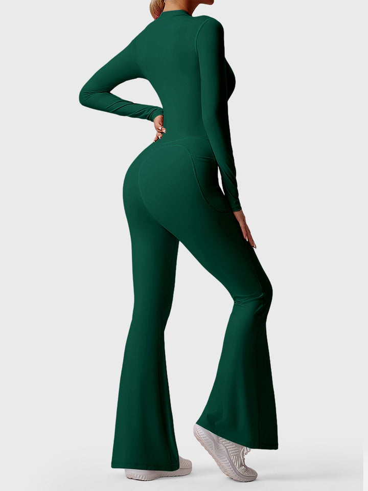 HELEN™ | Long Sleeve Zipper Flared Jumpsuit