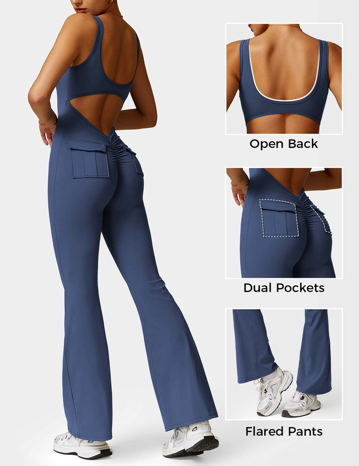 LULA™ | V-Waist Flared Jumpsuit with Pockets