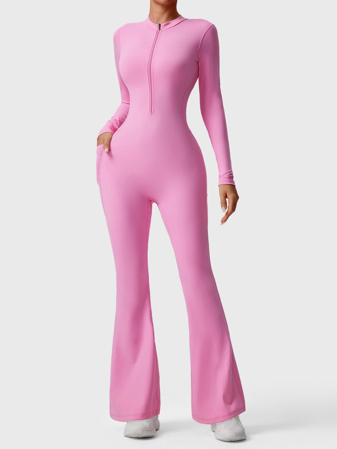 HELEN™ | Long Sleeve Zipper Flared Jumpsuit