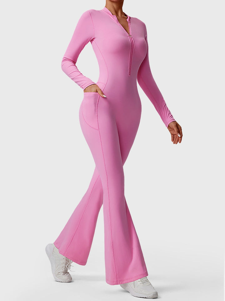 HELEN™ | Long Sleeve Zipper Flared Jumpsuit