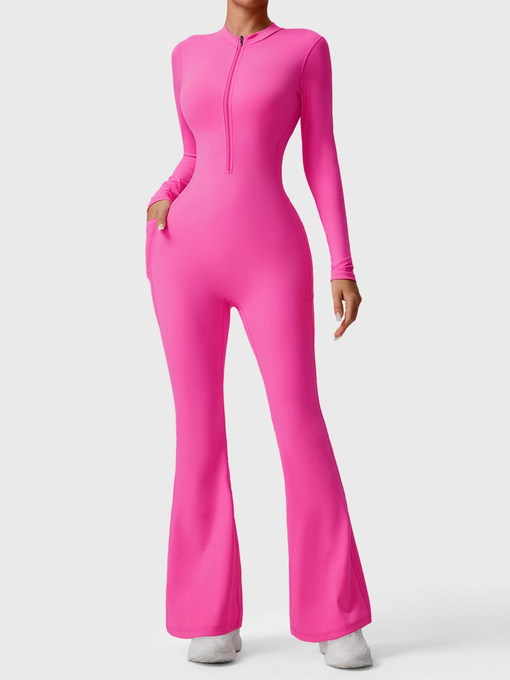 HELEN™ | Long Sleeve Zipper Flared Jumpsuit