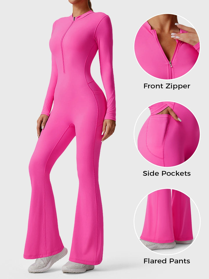 HELEN™ | Long Sleeve Zipper Flared Jumpsuit