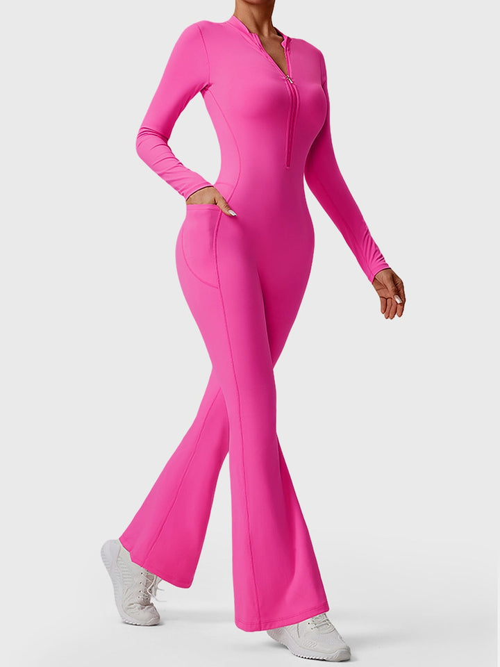 HELEN™ | Long Sleeve Zipper Flared Jumpsuit