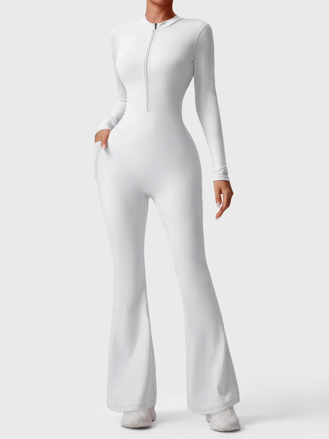 HELEN™ | Long Sleeve Zipper Flared Jumpsuit