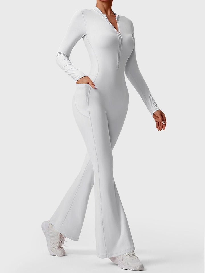 HELEN™ | Long Sleeve Zipper Flared Jumpsuit